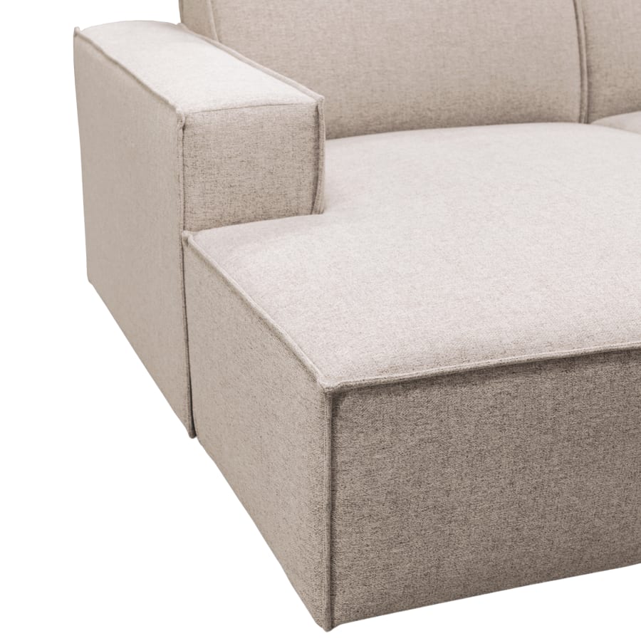 Canap&eacute; panoramique en tissu beige - Angle gauche